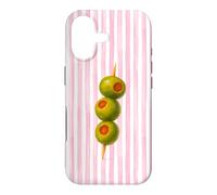 Retro Summer Gourmet Olive Martini Pink Watercolor Stripes Case for iPhone 17