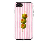 Retro Summer Gourmet Olive Martini Pink Watercolor Stripes Case for iPhone SE (2020) / 7/8