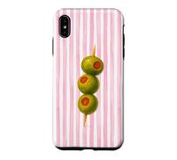 Retro Summer Gourmet Olive Martini Pink Watercolor Stripes Case for iPhone XS Max