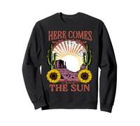 Retro Summer Here Comes the Sun Graphic Flower Vintage Sweatshirt