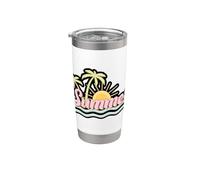 Retro Summer Palm Sunset Beach Graphic Stainless Steel Insulated Tumbler