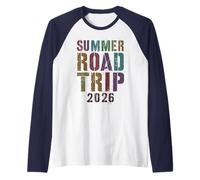 Retro Summer Road Trip 2026 Vacation Beaching Travel Vacay Raglan Baseball Tee