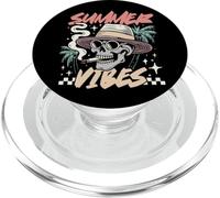 Retro Summer Skull Smoking Palm Tree Beach Surf Cool Vintage PopSockets PopGrip for MagSafe
