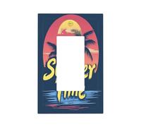 Retro Summer Time Palm Trees Sunset Light Switch Wall Plate Faceplate Cover Single Rocker 1 Gang Decorator Outlet Receptacle Covers for Home Kitchen Room Bathroom Decor