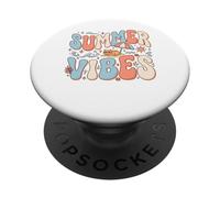 Retro Summer Vibes Cat Sunglasses Beach Holiday PopSockets Adhesive PopGrip