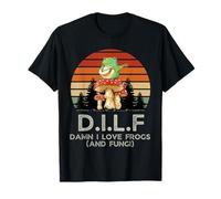 Retro Sun DILF Damn I love Frogs and Fungi Mushroom Lover T-Shirt