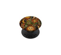 Retro Sun Face Moon Face Frog Folk Art Celestial Collage PopSockets Adhesive PopGrip