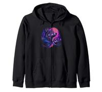 Retro Sun Lone Wild Wolf Spirit Animals Wilderness Men Women Zip Hoodie