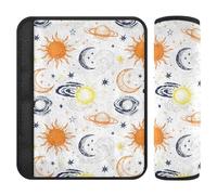 Retro Sun Moon Orange White 2 pcs Strap pad, Release Stress to Your Neck and Shoulders, seat Belt Belt for Women for Sedan