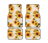 Retro Sunflower Car Floor Mats With Non-Slip Backing - Absorbent Interior Protector For Cars, Suvs & Vehicles - Easy To Clean, Durable Car Carpets