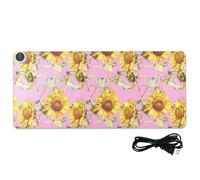 Retro Sunflowers Pink Heated PU Mouse Pad 31.5 x 13 in Winter Warmer Computer Pads for Home Office Desk Writing,Study