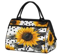 Retro Sunflowers Polka Dot Travel Duffle Bag, Waterproof Weekender Carry-On Bag Large Capacity Overnight Duffel Sport Gym Bag for Women & Men
