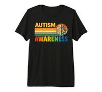 Retro Sunset Autism Awareness Neurodiversity Spectrum Brain Premium T-Shirt
