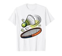 Retro Sunset Badminton Player Shuttlecock Distressed Sport T-Shirt