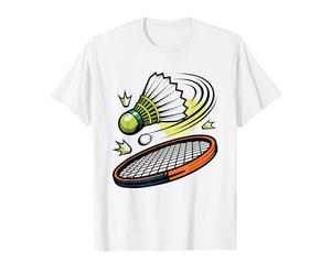 Retro Sunset Badminton Player Shuttlecock Distressed Sport T-Shirt