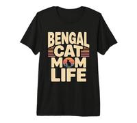 Retro Sunset Bengal Cat Mom Life Premium T-Shirt