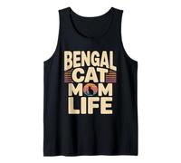 Retro Sunset Bengal Cat Mom Life Tank Top