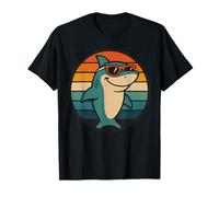 Retro Sunset Cartoon Shark T-Shirt