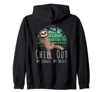 Retro Sunset Chill Out My Jungle My Rules Sloth Zip Hoodie