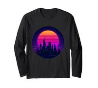 Retro Sunset City Skyline Long Sleeve T-Shirt