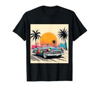 Retro Sunset Classic Car Palm Trees Vintage 50s Vibes T-Shirt