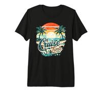 Retro Sunset Cruising On Cruise Time Hello Summer Vacation Premium T-Shirt