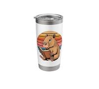 Retro Sunset Cute Capybara Reading Books Stainless Steel Insulated Tumbler