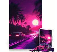 Retro Sunset Drive 1000 Piece Jigsaws for Adults Puzzle Boost Recall Anxiety Relief Accurate Edge Xmas Surprise (38x52cm)