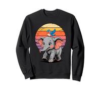 Retro Sunset Elephant Bluebird Elephants Sweatshirt