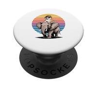 Retro Sunset Elephant Prairie Dog Elephants PopSockets Adhesive PopGrip