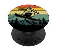 Retro Sunset Funny Snowboarding Extreme Winter Sports PopSockets Adhesive PopGrip