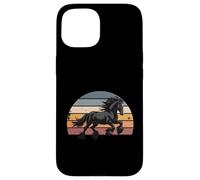 Retro Sunset Galloping Gypsy Cob Draft Horse Gypsy Vanner Case for iPhone 15