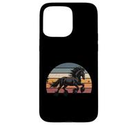 Retro Sunset Galloping Gypsy Cob Draft Horse Gypsy Vanner Case for iPhone 15 Pro Max