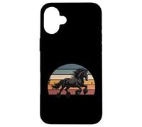 Retro Sunset Galloping Gypsy Cob Draft Horse Gypsy Vanner Case for iPhone 16 Plus