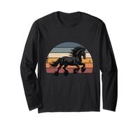Retro Sunset Galloping Gypsy Cob Draft Horse Gypsy Vanner Long Sleeve T-Shirt