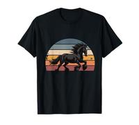 Retro Sunset Galloping Gypsy Cob Draft Horse Gypsy Vanner T-Shirt