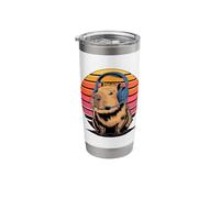 Retro Sunset Gaming Capybara with Headset Stainless Steel Insulated Tumbler