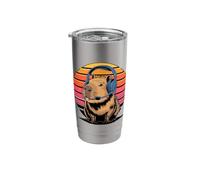 Retro Sunset Gaming Capybara with Headset Stainless Steel Insulated Tumbler
