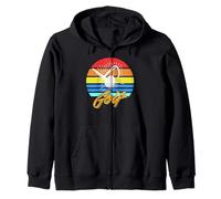 Retro Sunset Golf Vibes for Swing Fanatics and Players Zip Hoodie