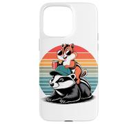 Retro Sunset Honey Badger Chipmunk Ratel Case for iPhone 15 Pro Max