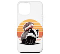 Retro Sunset Honey Badger Hedgehog Ratel Case for iPhone 12 Pro Max