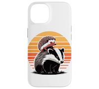 Retro Sunset Honey Badger Hedgehog Ratel Case for iPhone 14