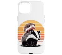 Retro Sunset Honey Badger Hedgehog Ratel Case for iPhone 15 Plus