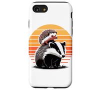 Retro Sunset Honey Badger Hedgehog Ratel Case for iPhone SE (2020) / 7 / 8