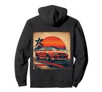 Retro Sunset JDM Japanese Drift Race Car Design On The Back Pullover Hoodie