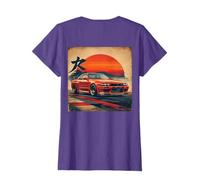 Retro Sunset JDM Japanese Drift Race Car Print On The Back T-Shirt