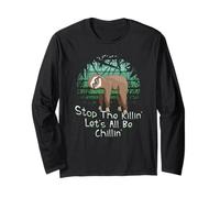 Retro Sunset Jungle l Climate Protection Chiller Sloth Long Sleeve T-Shirt