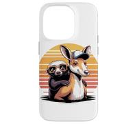 Retro Sunset Kangaroo Honey Badger Kangaroos Case for iPhone 14 Pro