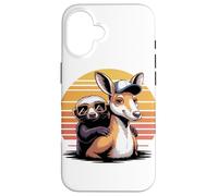 Retro Sunset Kangaroo Honey Badger Kangaroos Case for iPhone 16