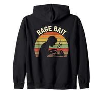 Retro Sunset Keyboard Rage Bait Gamer Troll Meme Zip Hoodie
